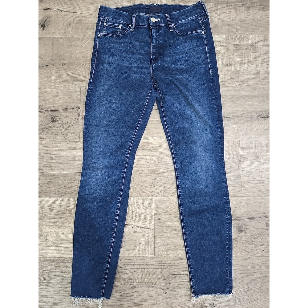 MOTHER Looker Ankle Fray Skinny Stretch Jeans Size 27‎ Fast Times Dark Wash